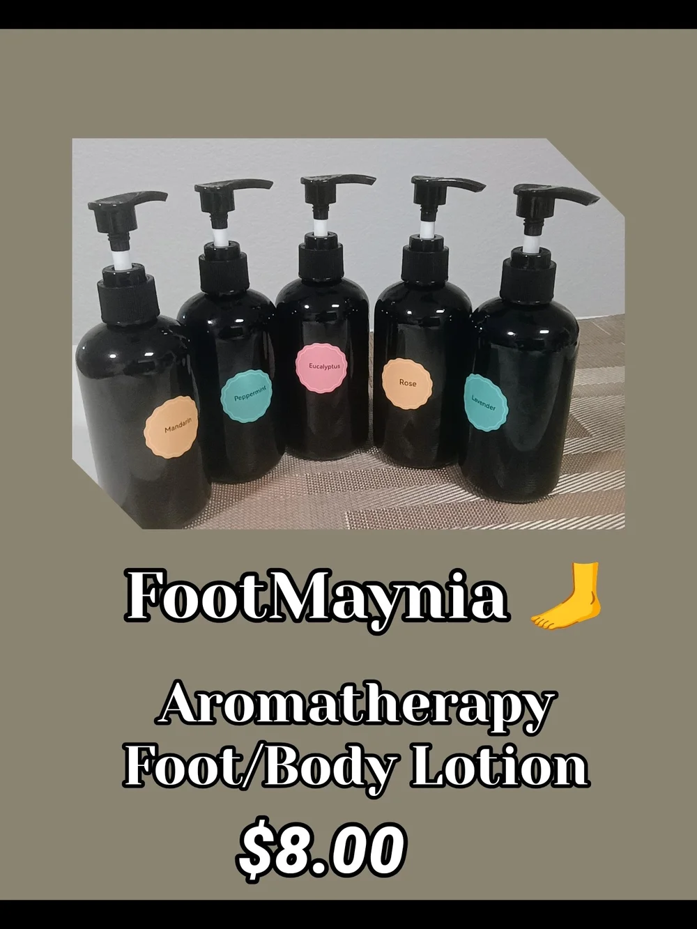 Aromatherapy Foot & Body Lotion - Black Bottle (Multiple Scents)